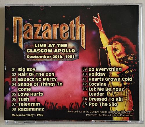 LIVE AT THE GLASGOW APOLLO September 20th, 1981, 2 X CD