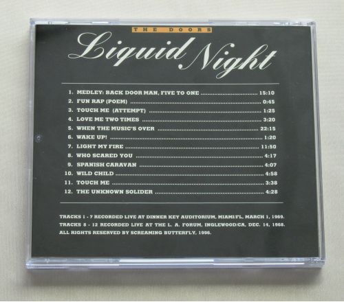 LIQUID NIGHT CD Recorded Live at Dinner Key Auditorium, Miami 1969 + L.A. Forum, Inglewood 1968